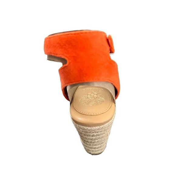 Vince Camuto Womens Orange Suede Espadrille Platform Wedge Sandals Sz 9 New - Picture 4 of 8